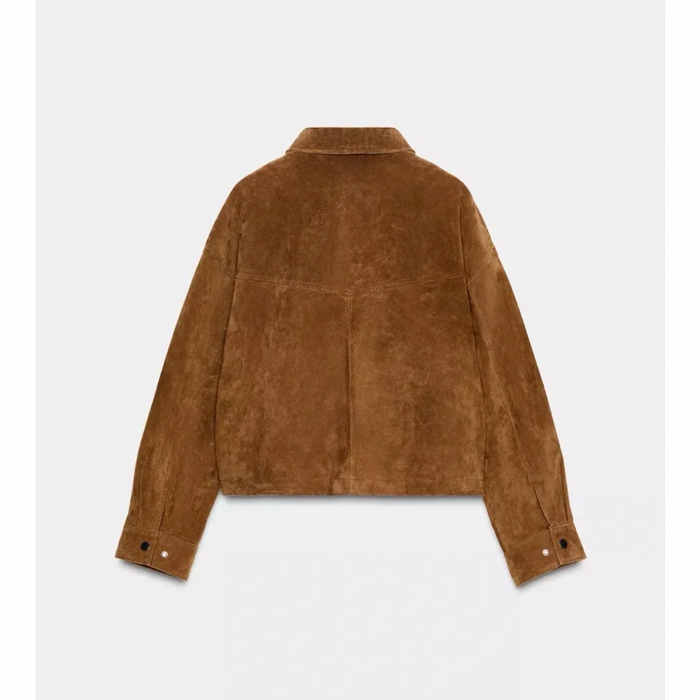 ZARA 100% LEATHER BOMBER JACKET - Picture 7 of 14